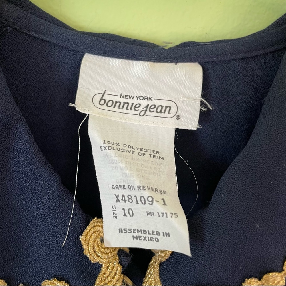VINTAGE BONNIE JEAN NAVY BLUE AND GOLD TRIM SAILOR DRESS SIZE 10 - Picture 9 of 9